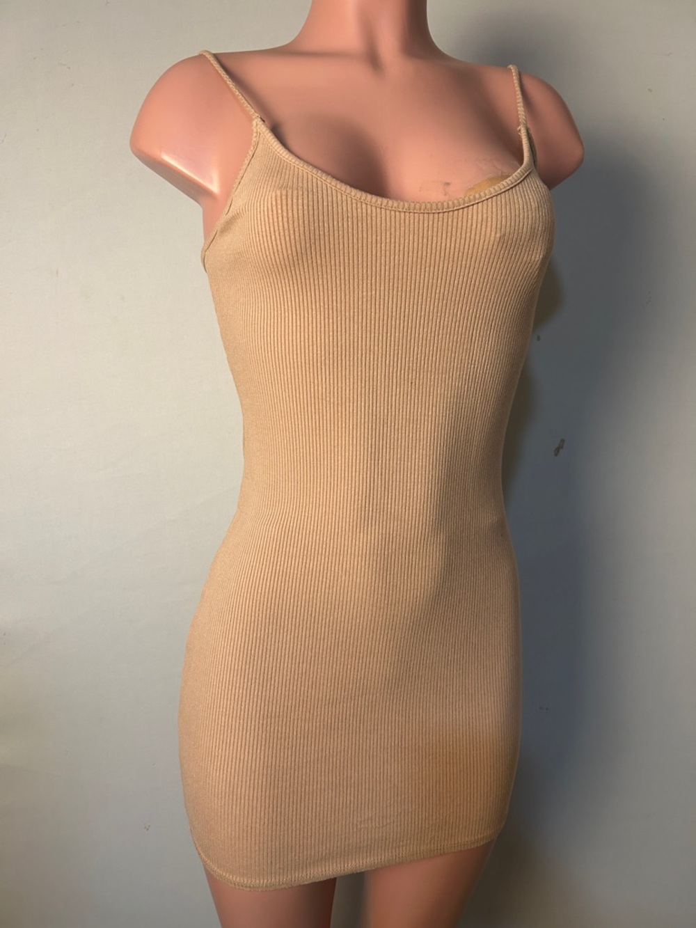 LULUS Beige Adjustable Straps Bodycon Mini Dress Size Medium - Picture 2 of 7